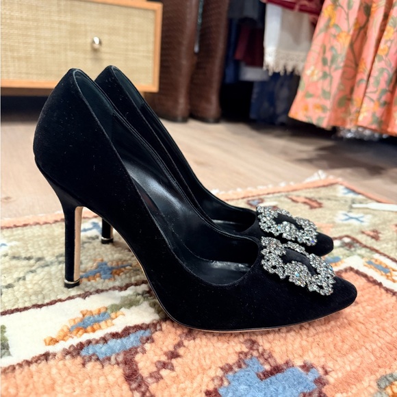 Manolo Blahnik Shoes - Manolo Blahnik Black Heels with Crystal Embellishment